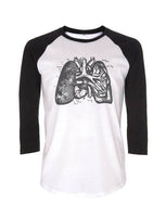 Unisex Organic Baseball Shirt - Lungs